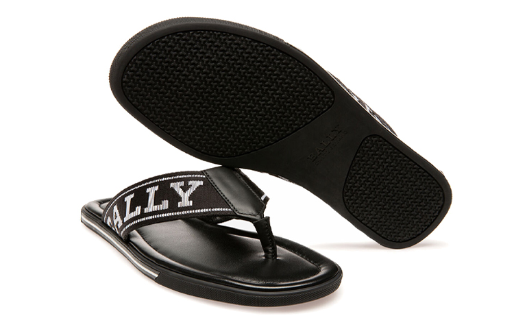 Purchase BALLY Border 'Black Leather and Fabric Sandal' 6221308