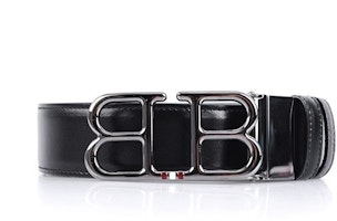 BALLY BRITT Leather Belt Black Blue Bicolor 3.5cm Wide 6235287 BALLY BRITT Leather Belt Black Blue Bicolor 3.5cm Wide 6235287