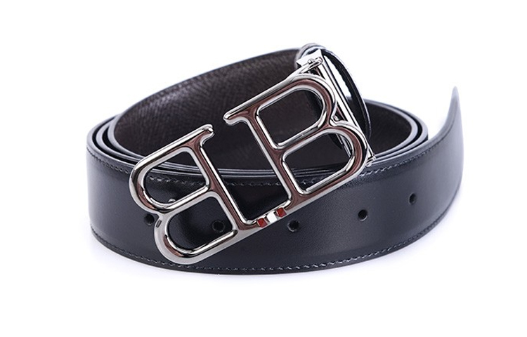 Lookbook BALLY BRITT Leather Belt Black Blue Bicolor 3.5cm Wide 6235287