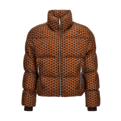 BALLY Checkered Stand Collar Zip-Up Jacket Brown/Yellow MOU054NY171I824