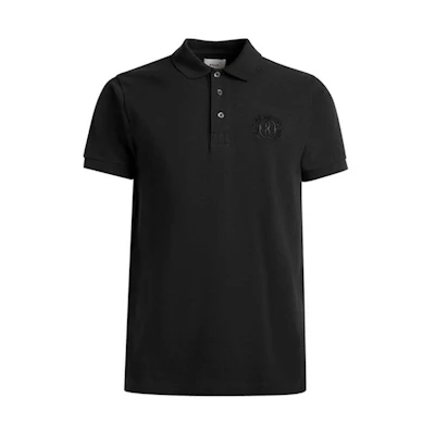 BALLY Emblem Black Cotton Casual Straight-Cut Polo Shirt. M5BAB11F-C0228-U901