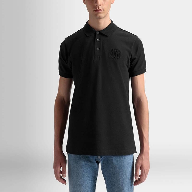 Lookbook BALLY Emblem Baju Polo Hitam Kapas Potongan Lurus Kasual. M5BAB11F-C0228-U901