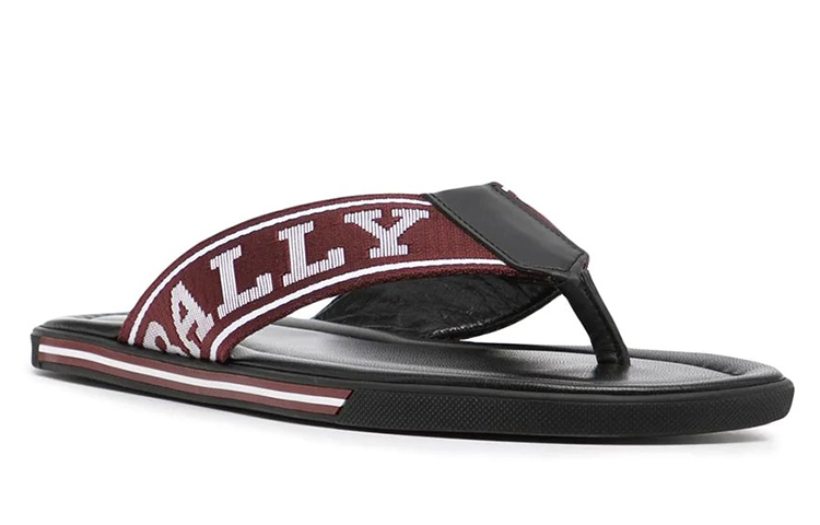 Order BALLY巴利 织物 刺繡平底 時尚涼拖 男款 紅色