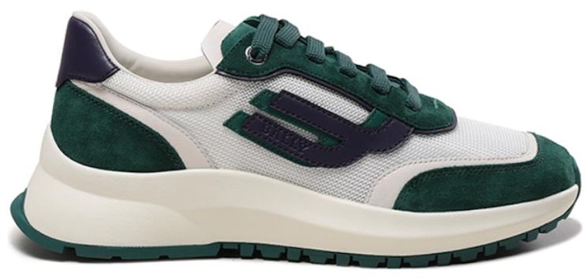 巴利 白绿色面料和皮革网眼系带鞋 6301870 Order 巴利 白绿色面料和皮革网眼系带鞋 6301870