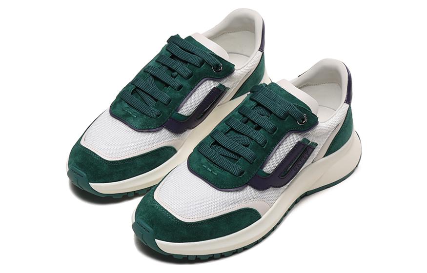 Lookbook 巴利 白绿色面料和皮革网眼系带鞋 6301870