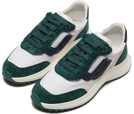 巴利 白绿色面料和皮革网眼系带鞋 6301870 Lookbook 巴利 白绿色面料和皮革网眼系带鞋 6301870