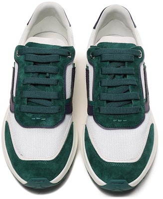 巴利 白绿色面料和皮革网眼系带鞋 6301870 Shop 巴利 白绿色面料和皮革网眼系带鞋 6301870