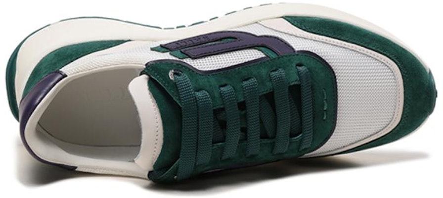 巴利 白绿色面料和皮革网眼系带鞋 6301870 Purchase 巴利 白绿色面料和皮革网眼系带鞋 6301870