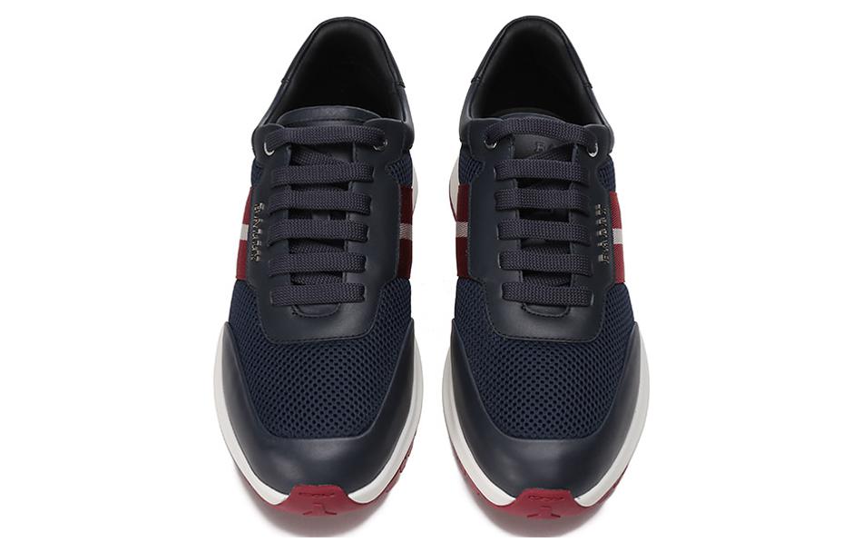 Shop 발리 블루 스트라이프 패브릭 & 가죽 스니커즈 6300205