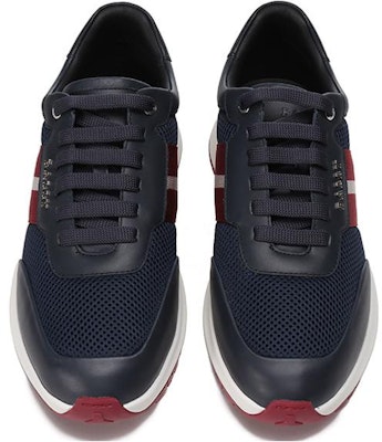 발리 블루 스트라이프 패브릭 & 가죽 스니커즈 6300205 Shop 발리 블루 스트라이프 패브릭 & 가죽 스니커즈 6300205