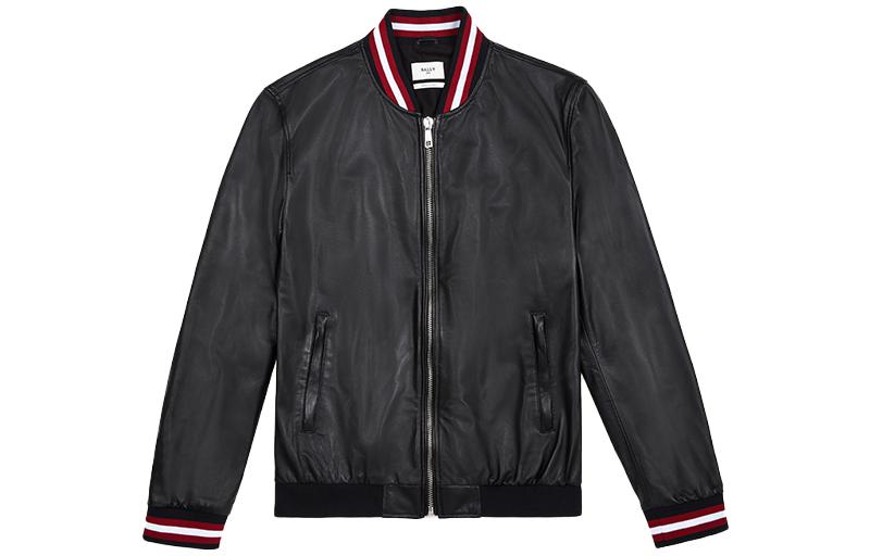 Order バリー FW22 ブラックレザー ジャケット カラーブロックストライプ＆ジップVネック 6230891