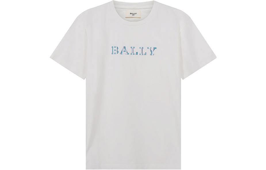 Order BALLY FW22 Kaos Putih Crewneck dengan Logo Bordir. M5BA855F-101