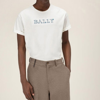 BALLY FW22 Kaos Putih Crewneck dengan Logo Bordir. M5BA855F-101 Shop BALLY FW22 Kaos Putih Crewneck dengan Logo Bordir. M5BA855F-101