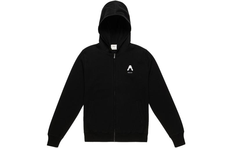 BALLY FW22 Black Hoodie with Solid Logo Print and Zipper 6303920