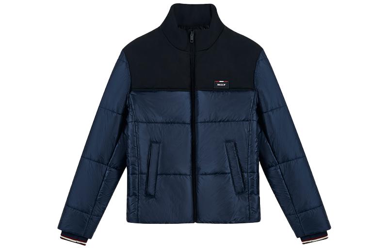 BALLY FW22 Colorblock Logo Stand Collar Jacket - Navy Blue 6240344