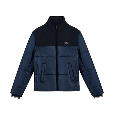 BALLY FW22 Colorblock Logo Stand Collar Jacket - Navy Blue 6240344