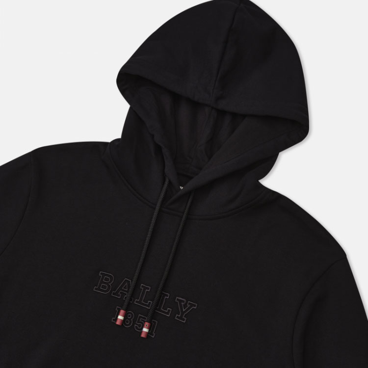 Shop 발리 FW23 블랙 로고 자수 후드티 드로스트링 포함. 6301185