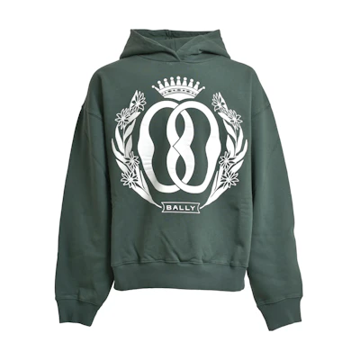 BALLY FW23 Green Printed Pullover Hoodie with Long Sleeves M5BAA88F-GRN50