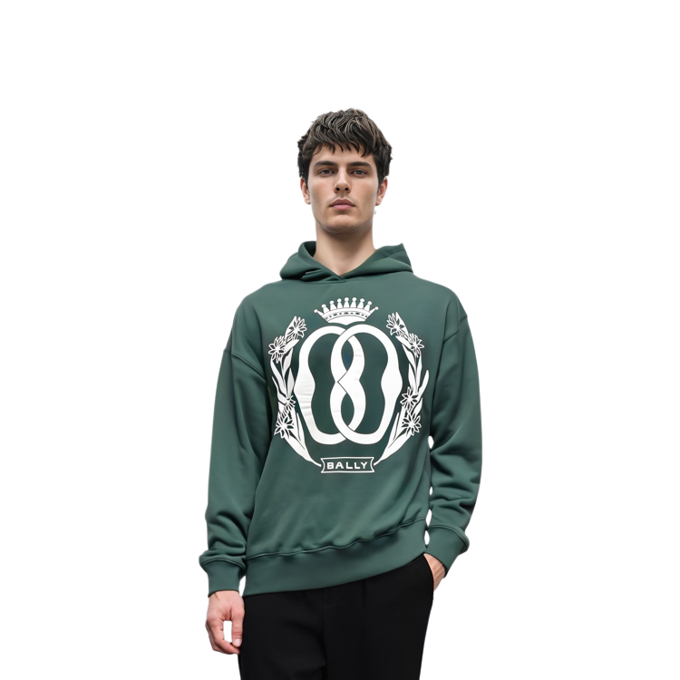 Shop 발리 FW23 그린 프린트 풀오버 후디 긴소매 M5BAA88F-GRN50