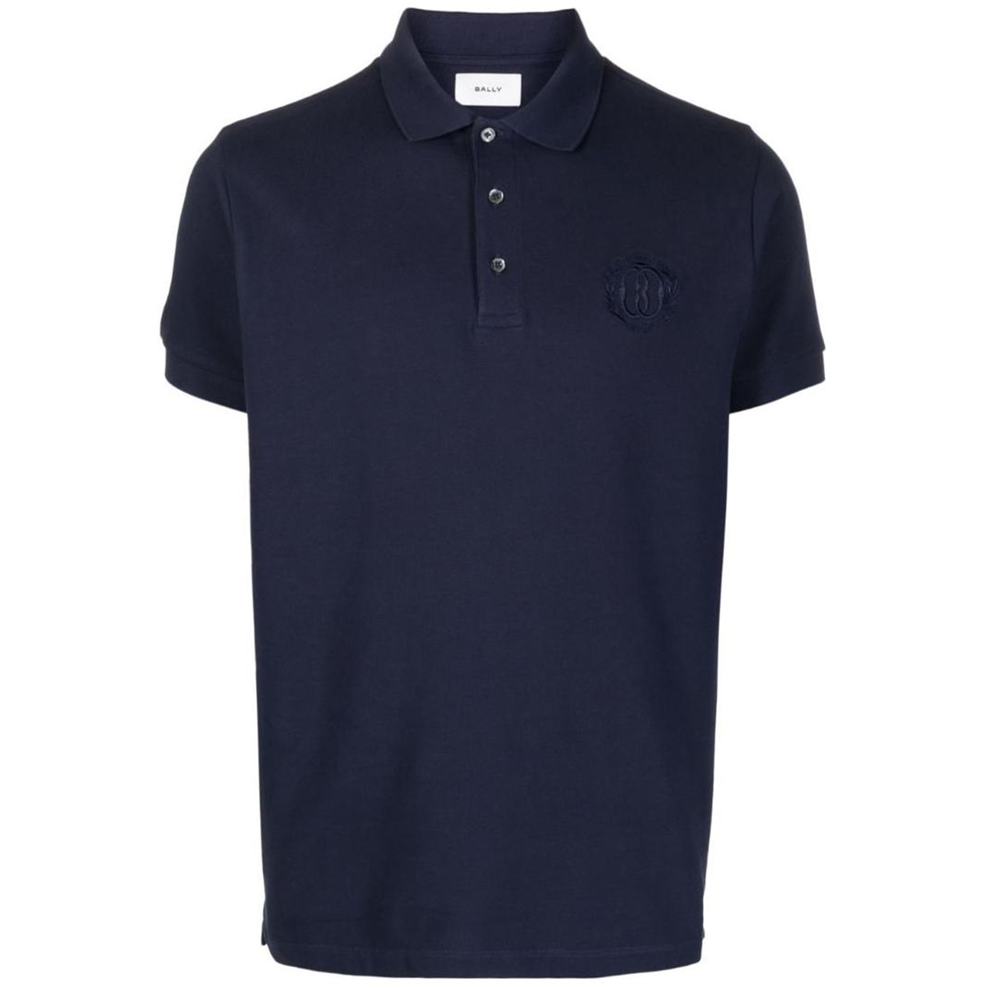 BALLY FW23  Solid Navy Blue Polo Shirt Casual Short Sleeve. 6306023