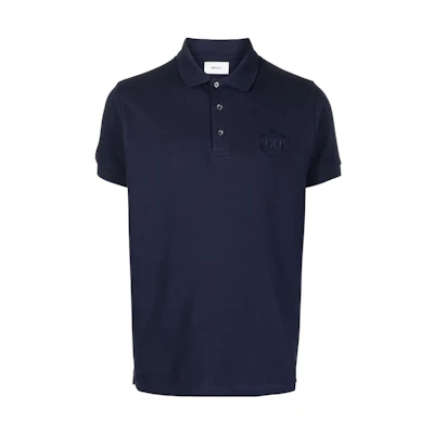 BALLY FW23 Solid Navy Blue Polo Shirt Casual Short Sleeve. 6306023