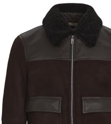 발리 FW23 컬러 블록 디자인 지퍼 가죽 자켓 - 다크 브라운. 6302640 Purchase 발리 FW23 컬러 블록 디자인 지퍼 가죽 자켓 - 다크 브라운. 6302640