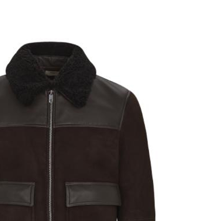 Details for 발리 FW23 컬러 블록 디자인 지퍼 가죽 자켓 - 다크 브라운. 6302640