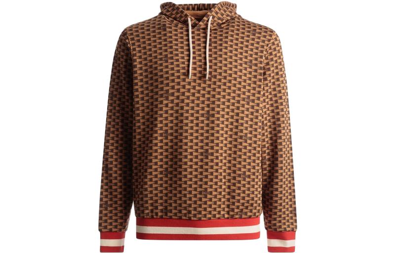 BALLY FW23 All-Over Print Pullover Hoodie Brown Casual Sweatshirt 6305785