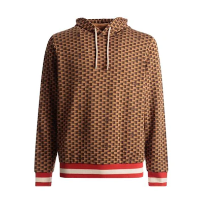BALLY FW23 All-Over Print Pullover Hoodie Brown Casual Sweatshirt 6305785