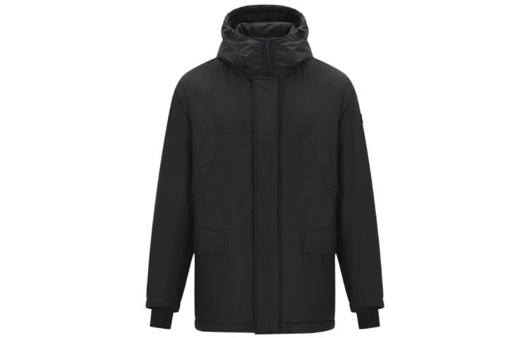 BALLY FW23 Black Solid Color Hooded Mid-Length Thick Jacket 6240346