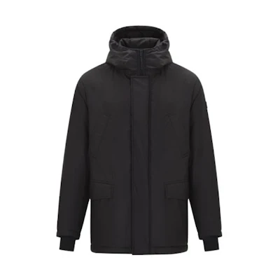 BALLY FW23 Black Solid Color Hooded Mid-Length Thick Jacket 6240346