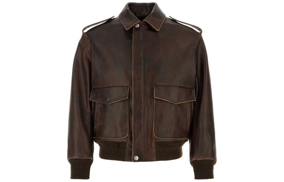 BALLY FW23 Brown Leather Single-Breasted Long-Sleeve Jacket M3PE542LMLE02M-U806