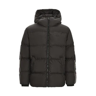BALLY FW23 Dark Gray Letter Stripe Print Hooded Jacket 6302512