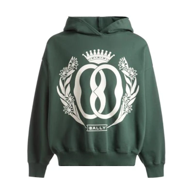 BALLY FW23 Letter Print Green Hoodie Casual Wear 6305018