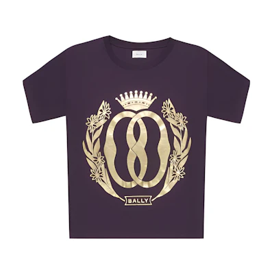 BALLY FW23 Patterned Graphic Crewneck Purple T-Shirt for Men. 6305020