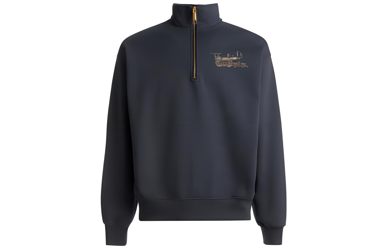 BALLY FW23 Patterned Half-Zip Sweatshirt Blue 6305277