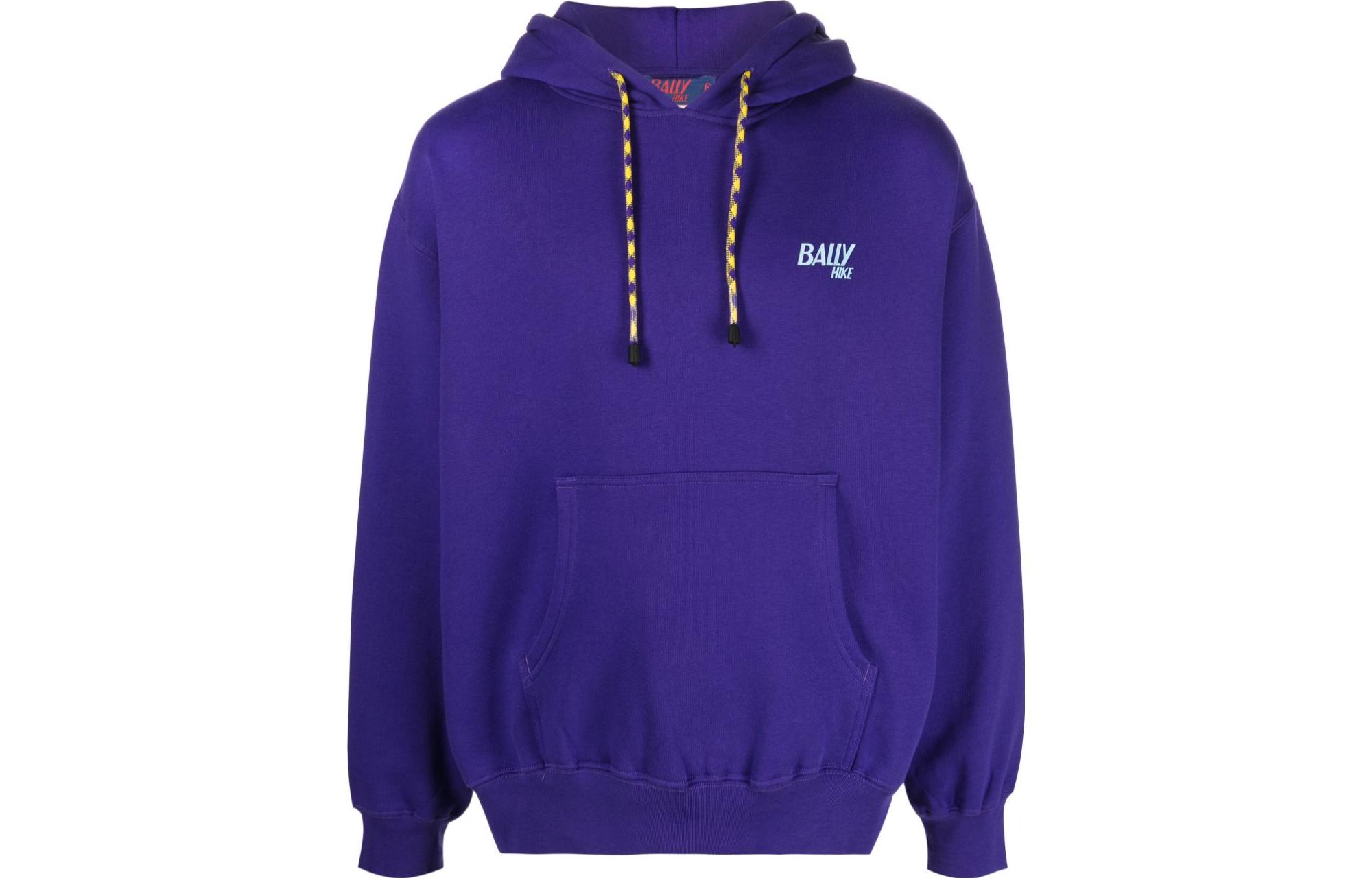 BALLY FW23 Purple Logo Print Knit Hoodie M5BA711F7S365
