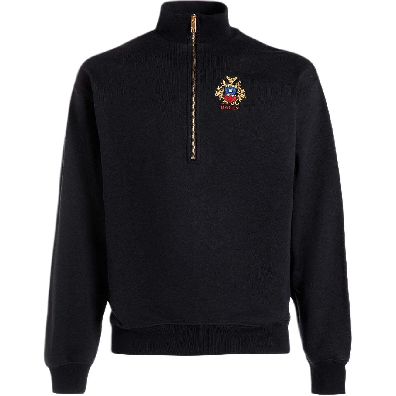 Order BALLY FW24 Badge Embroidered Half-Zip Sweatshirt Men’s Blue 6308560