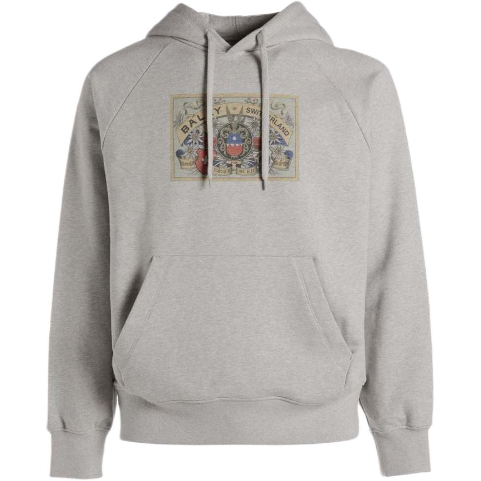BALLY FW24 Badge Print Hoodie Long Sleeve Gray 6308827