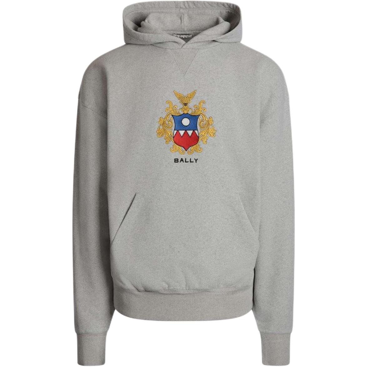 BALLY FW24 Grey Hoodie with Logo Letter Embroidery 6308823