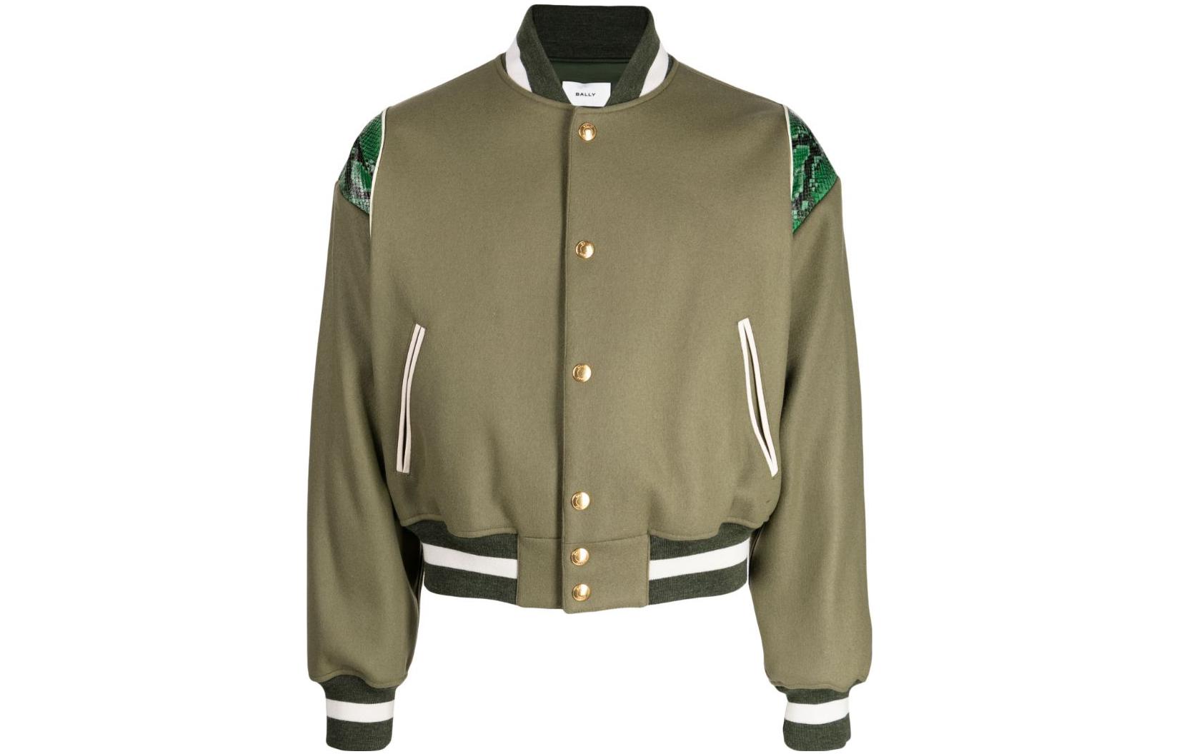 BALLY Green Patchwork Single-Breasted Long-Sleeve Jacket MOU053WO109