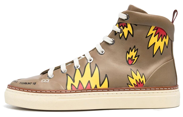BALLY High-Top Fashion Sneaker 'Brown Flame Print'