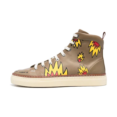 BALLY High-Top Fashion Sneaker 'Brown Flame Print'