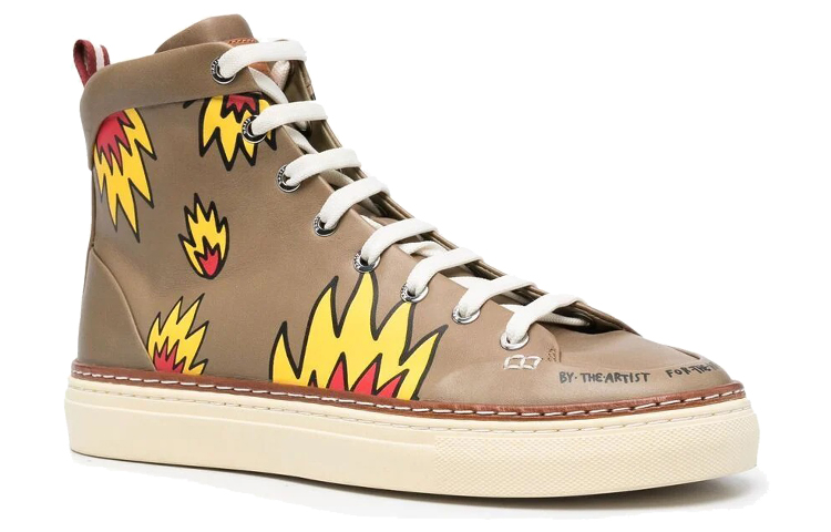 BALLY High-Top Fashion Sneaker 'Brown Flame Print' 圖 2