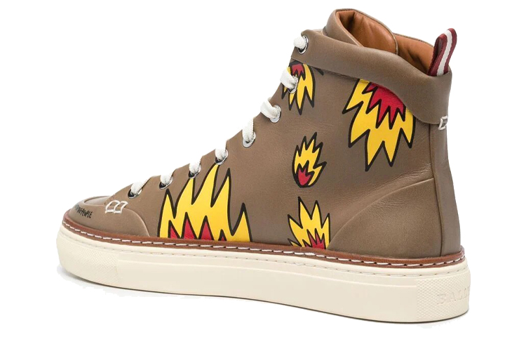 BALLY High-Top Fashion Sneaker 'Brown Flame Print' 圖 3