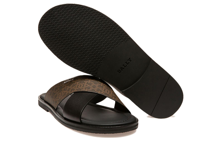 BALLY Jair Leather Fashion Sandals 'Brown Black' 圖 4