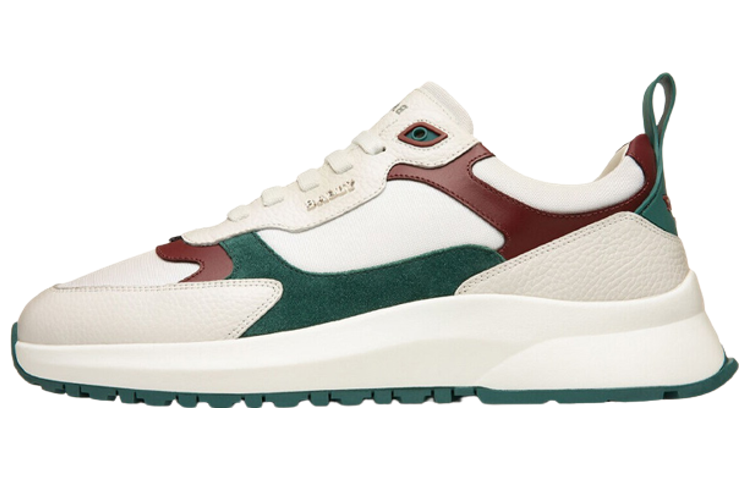 BALLY Leather and Fabric Lace-Up Low Top 'White Green Red' 6301533
