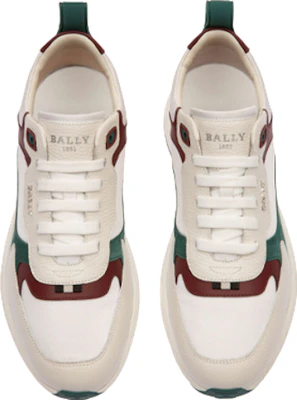 BALLY巴利 皮革織物 繫帶 耐磨 低筒 運動休閒鞋 白綠紅 Lookbook BALLY巴利 皮革織物 繫帶 耐磨 低筒 運動休閒鞋 白綠紅