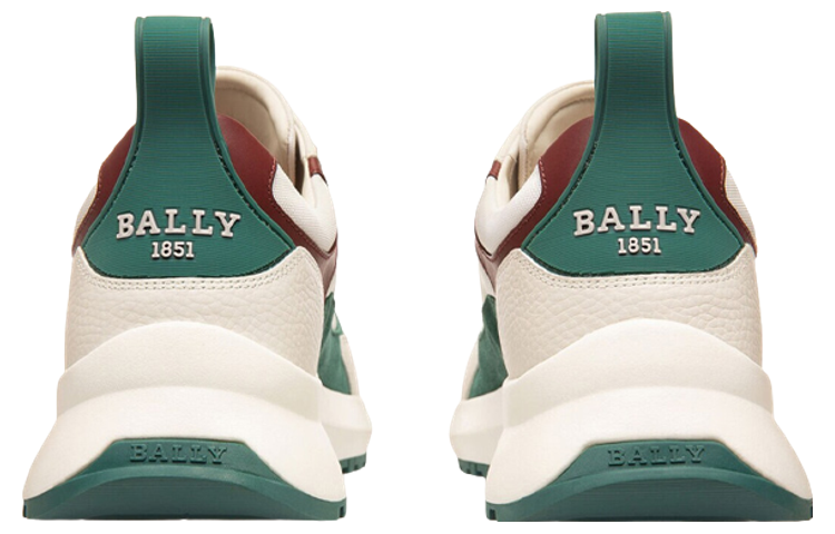 BALLY Leather and Fabric Lace-Up Low Top 'White Green Red' 圖 4