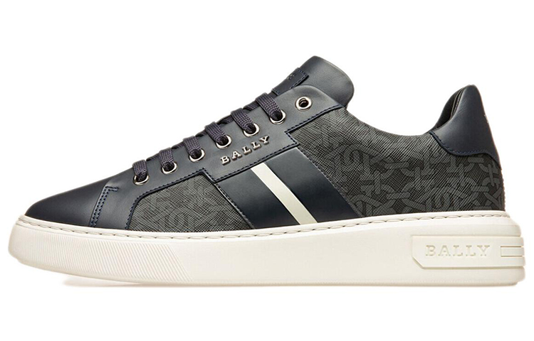 BALLY Leather Fashion Sneakers 'Grey Blue'